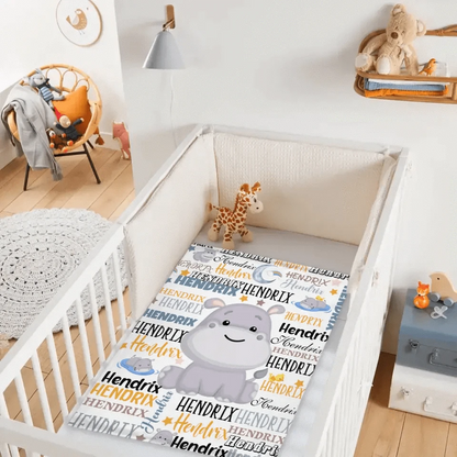 Customized Name Baby Hippopotamus Blanket For Boys Girls Babies