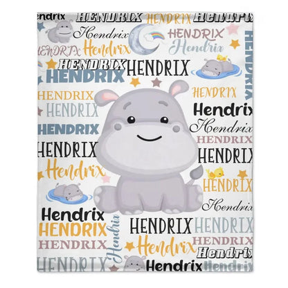 Customized Name Baby Hippopotamus Blanket For Boys Girls Babies