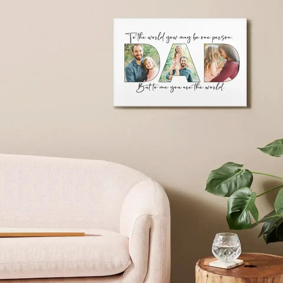 Upload Photo ，Happy Father's Day, Family Picture Canvas Wall Art