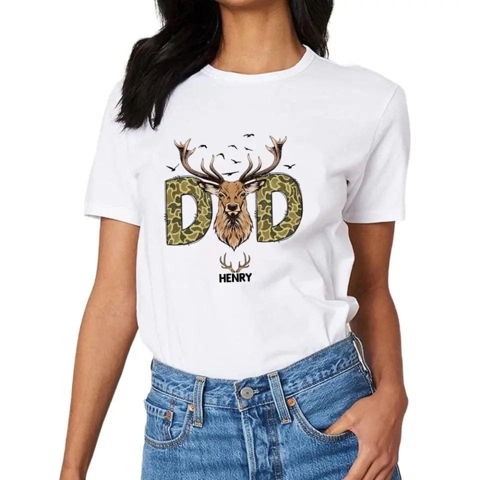 Reindeer Dad Hunting Camouflage Personalized Shirt, Father's Day Gift