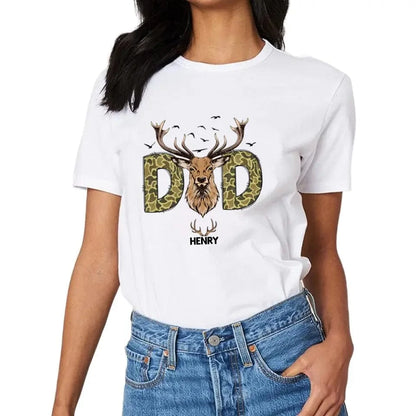 Reindeer Dad Hunting Camouflage Personalized Shirt, Father's Day Gift
