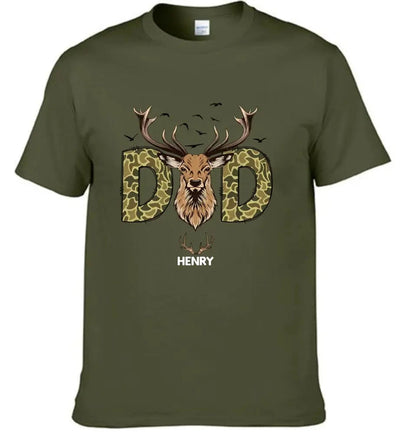 Reindeer Dad Hunting Camouflage Personalized Shirt, Father's Day Gift