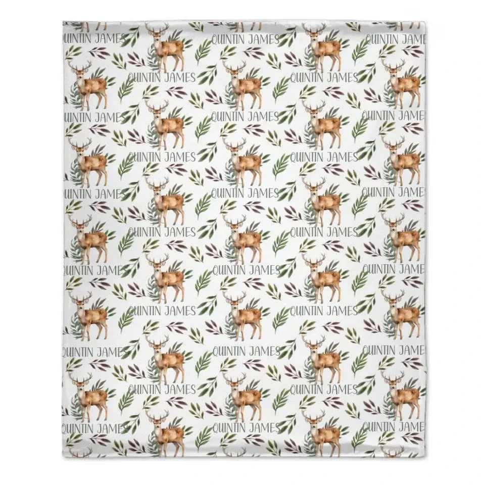 Deer Blanket for Boys, Customized Name Baby Boy Blanket, Gift for Baby
