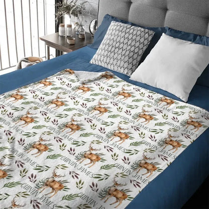 Deer Blanket for Boys, Customized Name Baby Boy Blanket, Gift for Baby