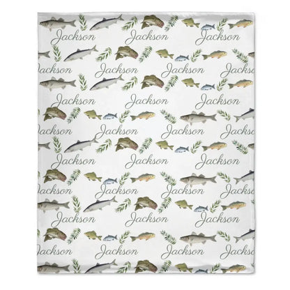 Fishing Baby Boy Blanket - Name Customized Fishing Blanket