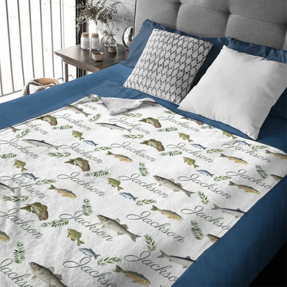 Fishing Baby Boy Blanket - Name Customized Fishing Blanket