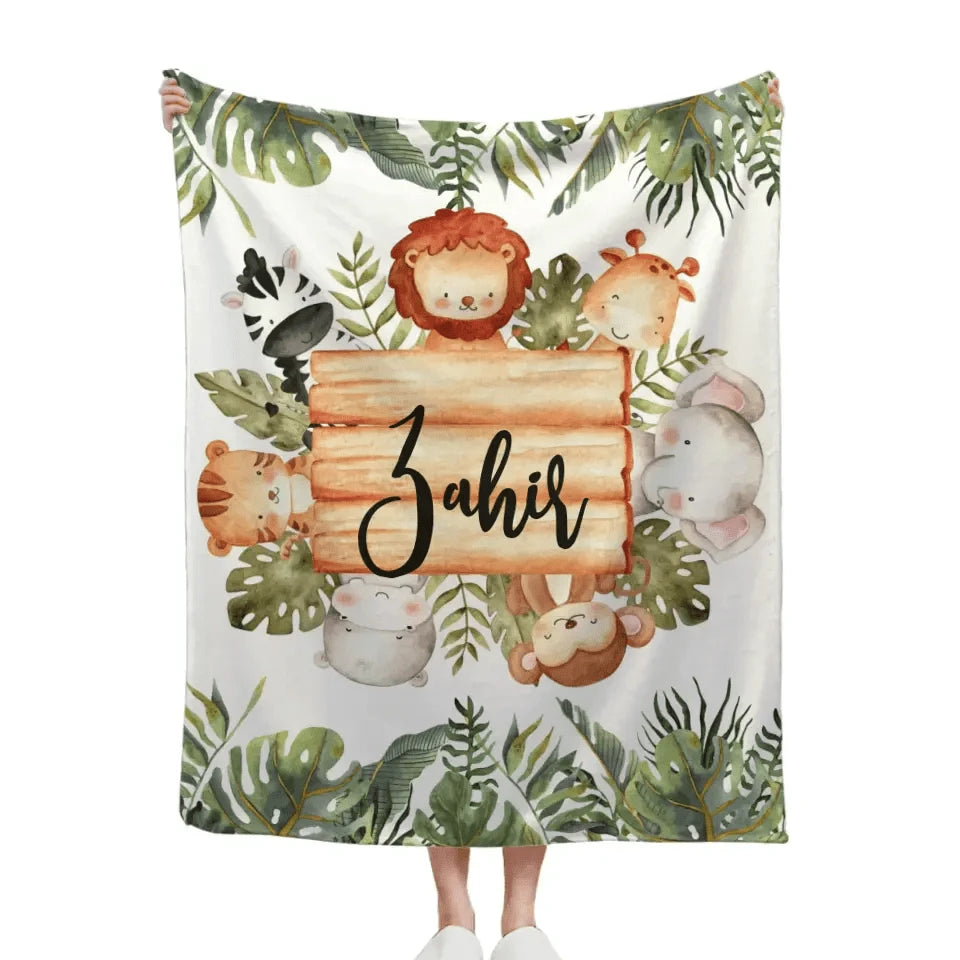 Personalized Woodland Baby Blanket, Customized Name Blanket, Gift for Baby
