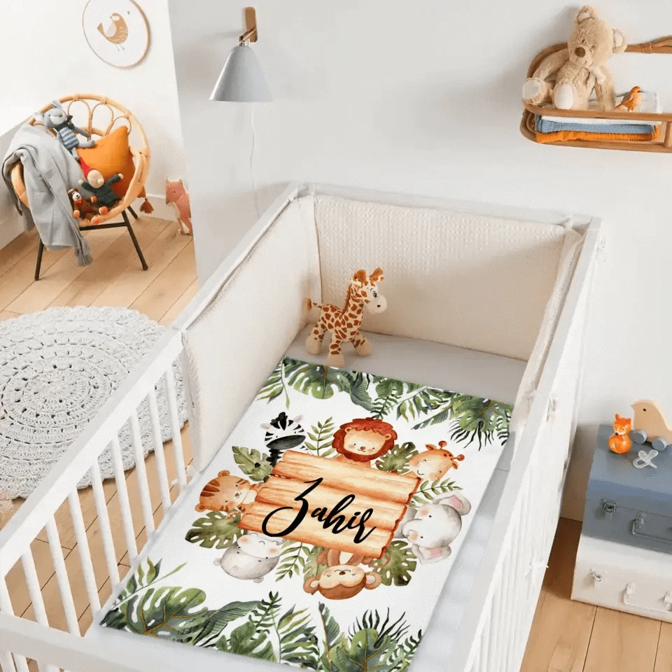 Personalized Woodland Baby Blanket, Customized Name Blanket, Gift for Baby