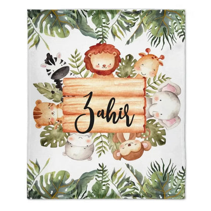 Personalized Woodland Baby Blanket, Customized Name Blanket, Gift for Baby