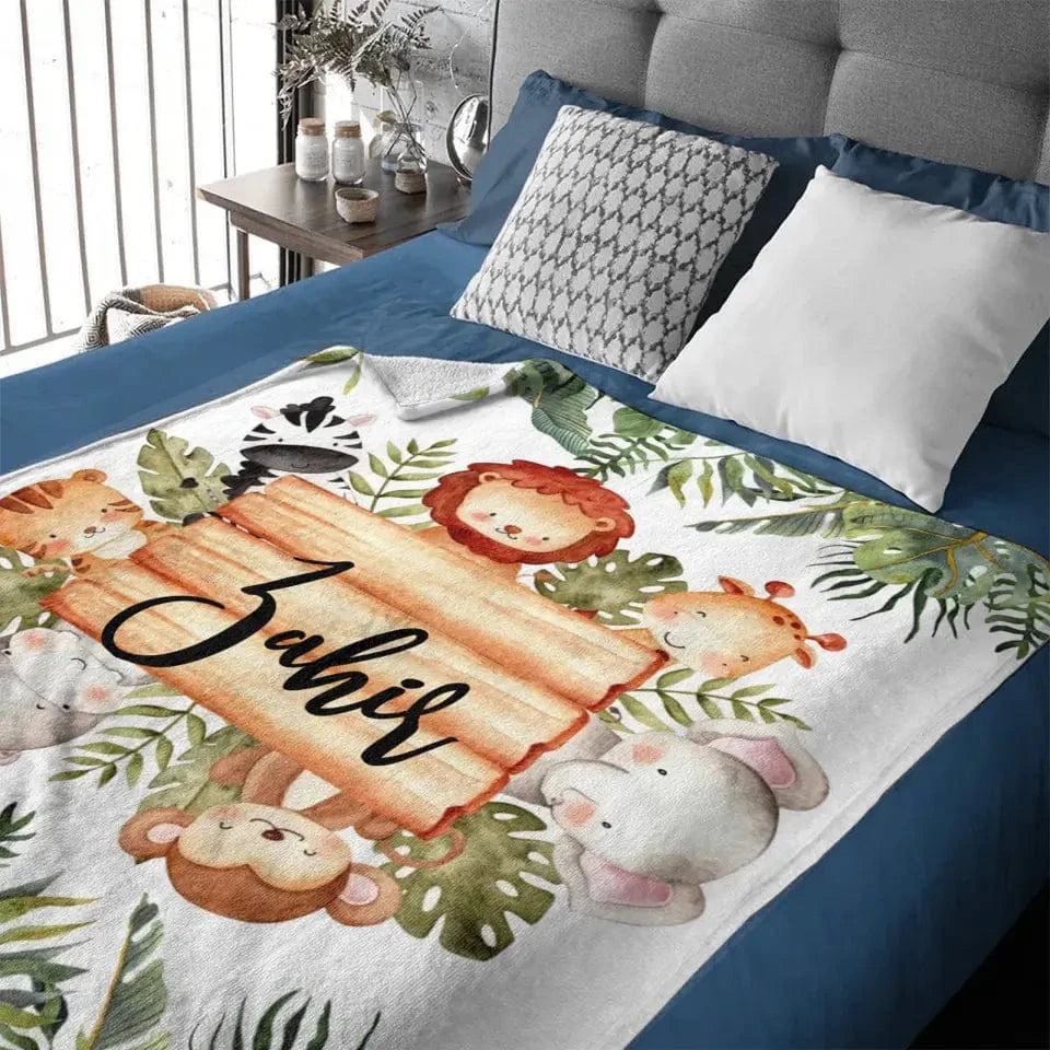 Personalized Woodland Baby Blanket, Customized Name Blanket, Gift for Baby