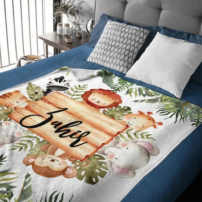 Personalized Woodland Baby Blanket, Customized Name Blanket, Gift for Baby