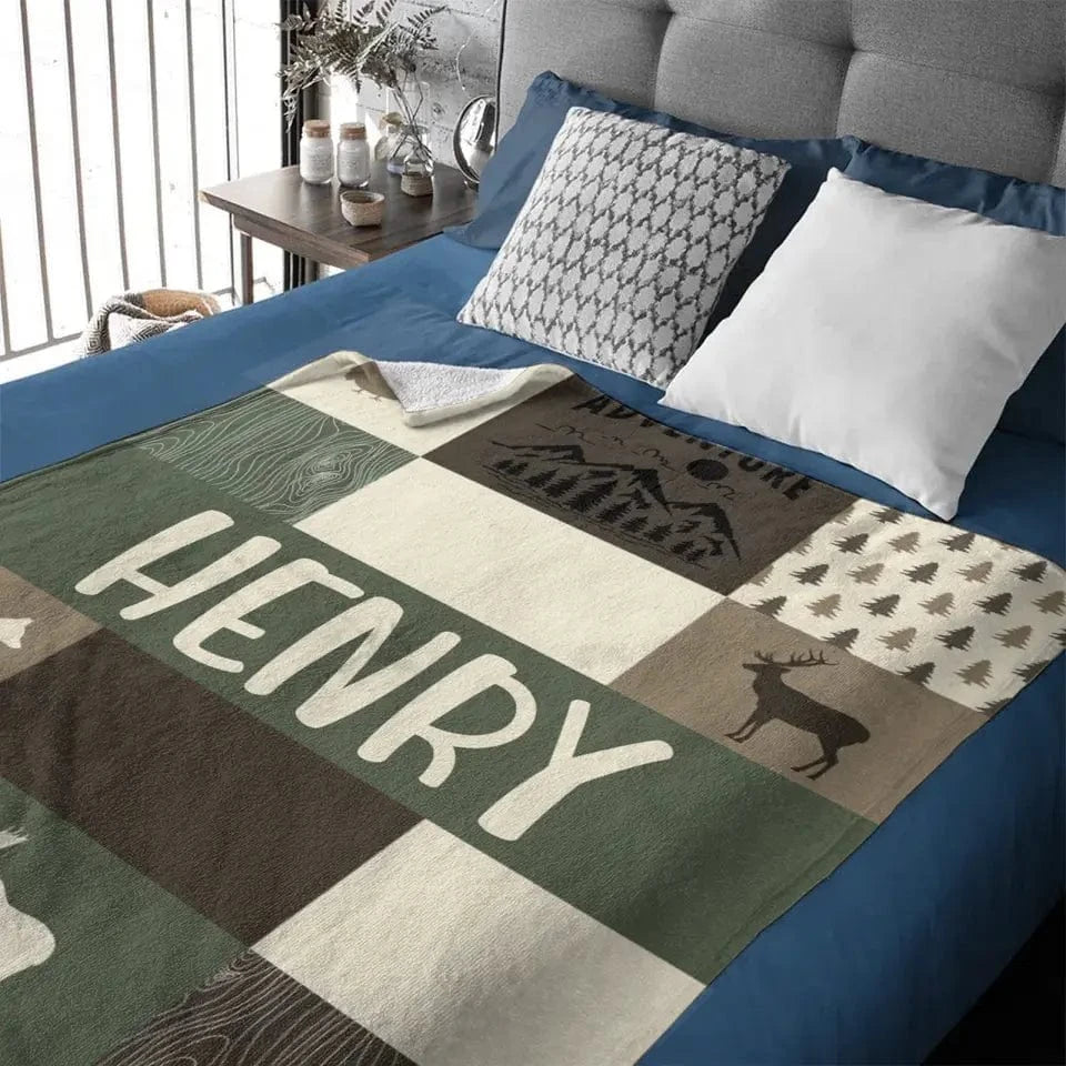 Customized Boy Names Nature Themed Baby Blanket, Great Birthday Gift