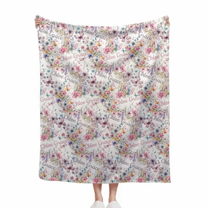 Personalized Wildflower Nursery Baby Blanket