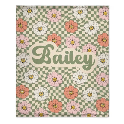 Personalized New Flower Retro Style In Vintage Rustic Style Blanket With Name