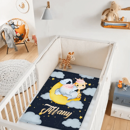 Personalized Elephant Giraffe Baby Name Blanket - Gift For Baby Toddler