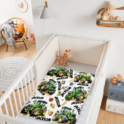 Name Customized Boys Girls Kids Tractor Truck Blanket, Gifts for Kids