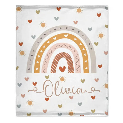 Boho Rainbow Name Customized Baby Blanket, Gift for Baby