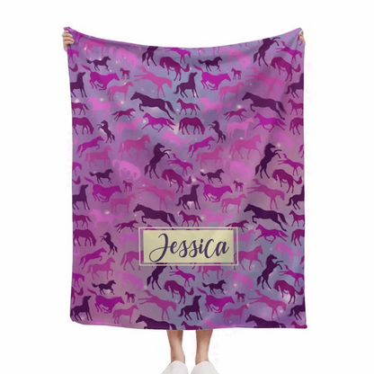 Personalized Galaxy Horse Pattern Blanket