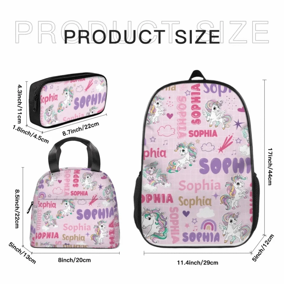 Personalized Kids Rainbow Unicorn Backpack - Gifts for Girls