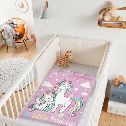 Personalized Blanket with Unicorn Pattern for Kids - My Little Princess