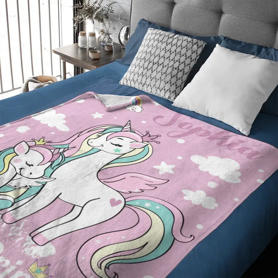 Personalized Blanket with Unicorn Pattern for Kids - My Little Princess