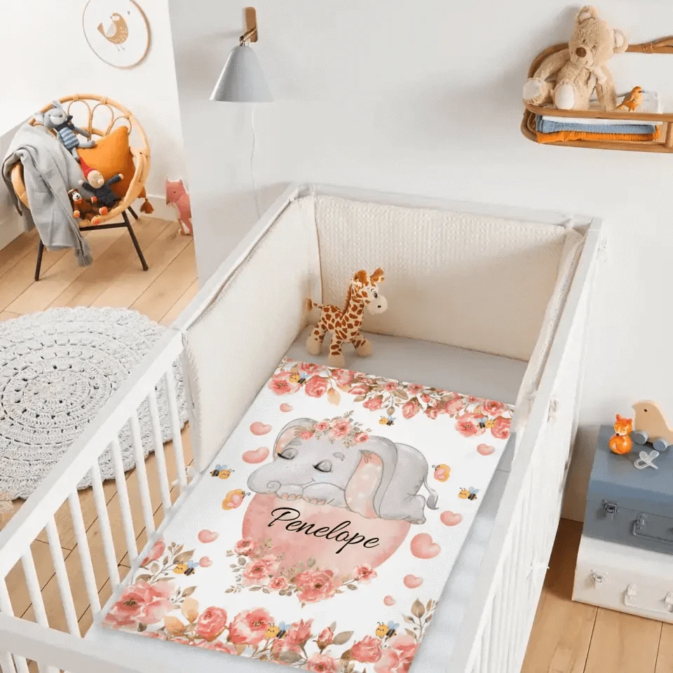 Elephant Personalized Custom Blanket with Name for Newborn Toddler Birthday Anniversary Gifts