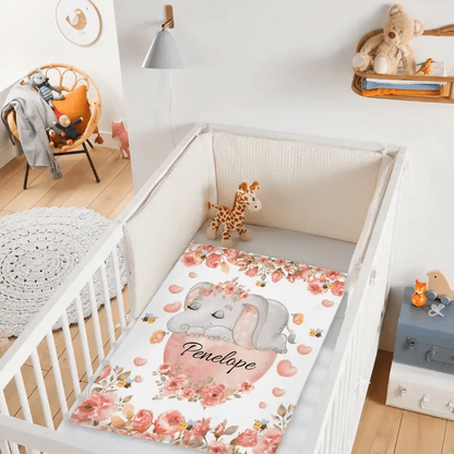 Elephant Personalized Custom Blanket with Name for Newborn Toddler Birthday Anniversary Gifts