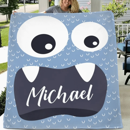 Personalized Little Monster Blanket for Kids, Custom Name Throw for Boys and Girls, Cute and Cuddly Creature