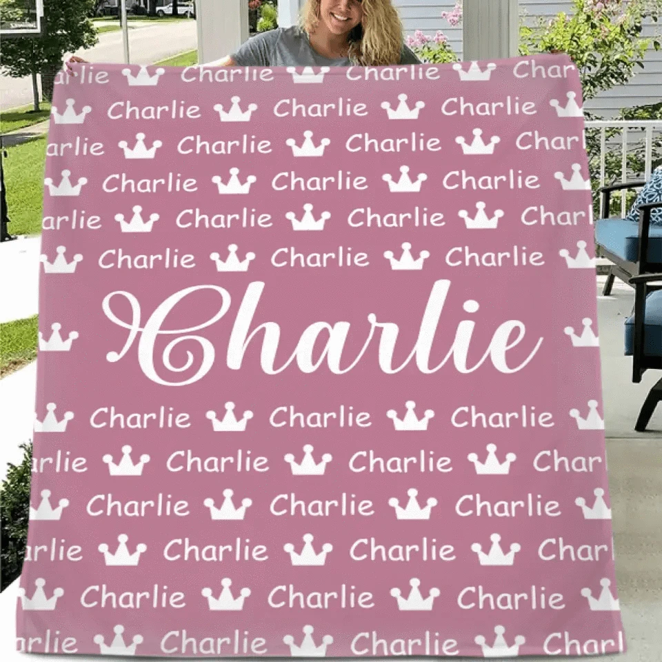 Personalized Crown Name Blanket for Kids