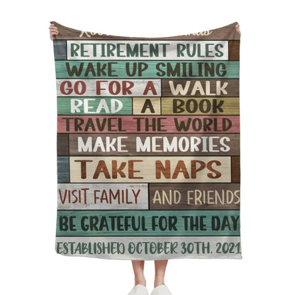 Custom Retirement Rules Blanket, Farewell Gift