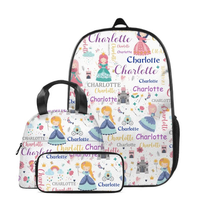 Personalized Custom Girls Name Backpack - with Princess Castle Magic Wand