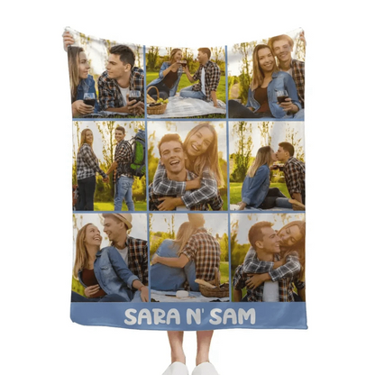 Personalized Photo Blanket with Text, Anniversary Gift Blanket, Gift for Her