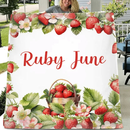 Strawberry Name Customized Blanket Gift for Girls