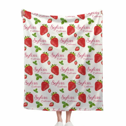 Strawberry Name Customized Blanket Gift for Girls