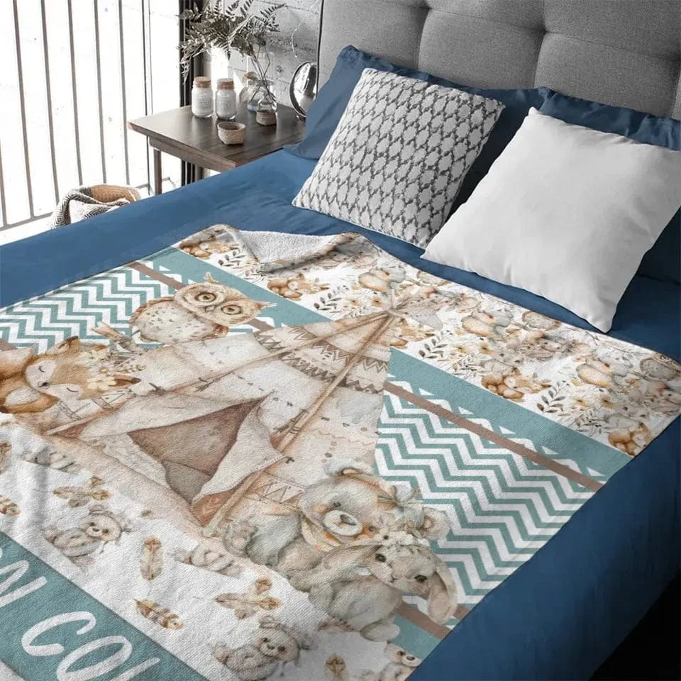 Name Customized Blanket Owl Bear Rabbit Fox Blanket