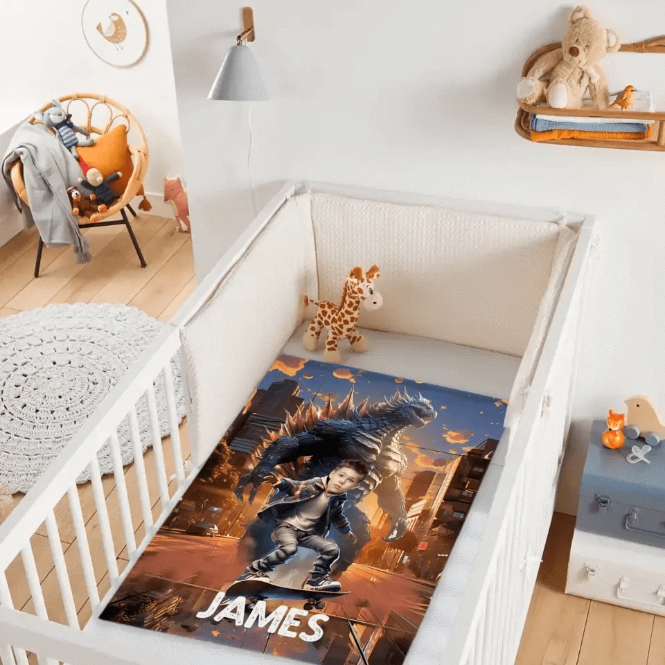 Custom Blanket for Kids, Mutant Monsters Home Decor, King of the Monsters Boys Name Blanket
