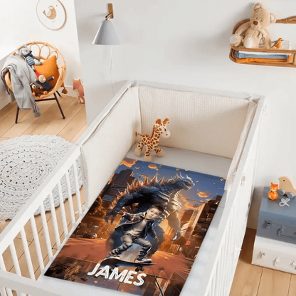 Custom Blanket for Kids, Mutant Monsters Home Decor, King of the Monsters Boys Name Blanket