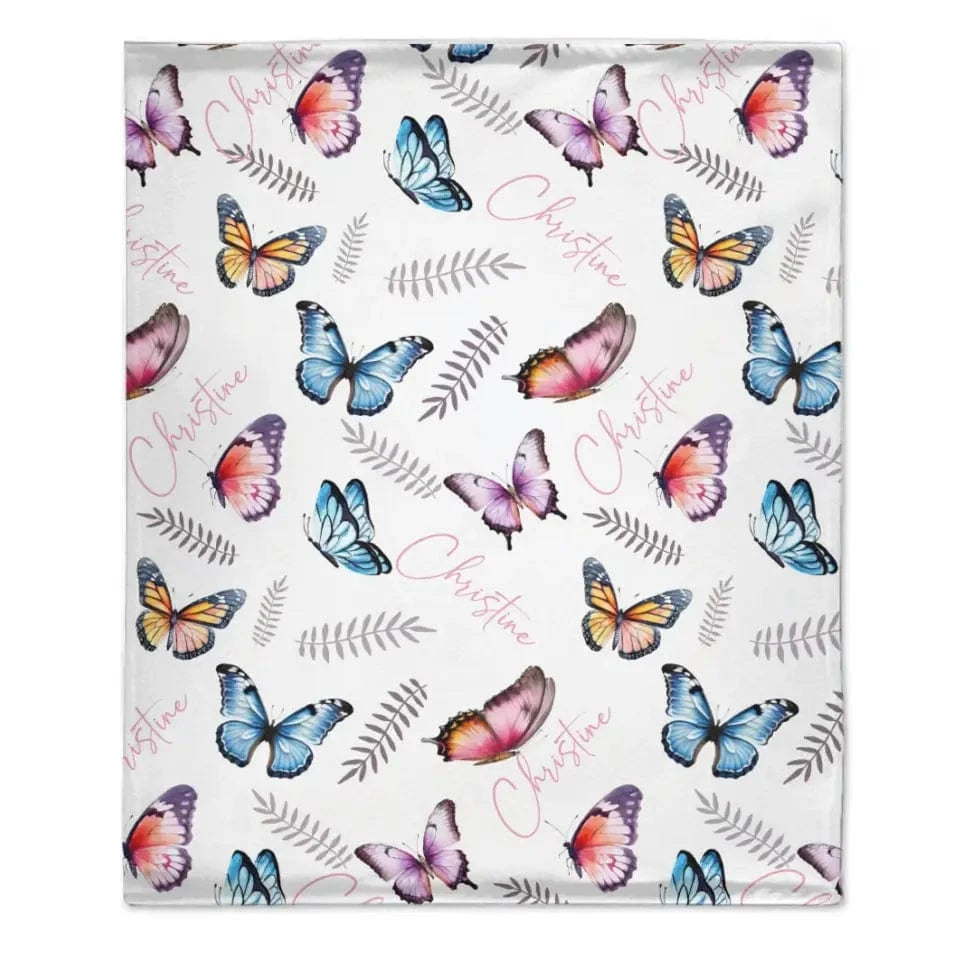 Butterflies Baby Blanket, Personalized Name Blanket Gift