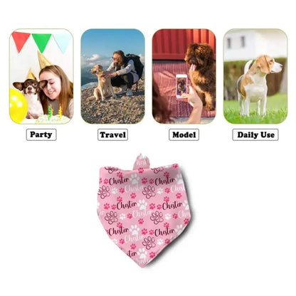 Personalized Cats and Dogs Footprints Name Triangle Bib Bandana, Gift For Dogs