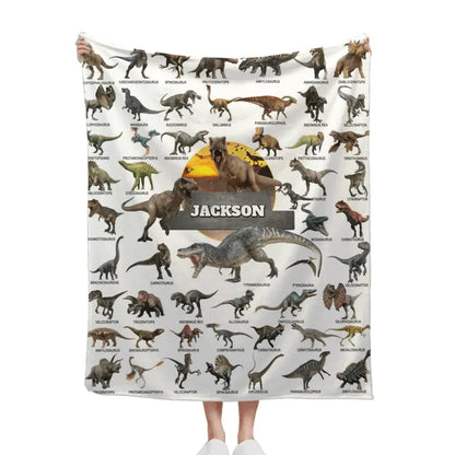 Jurassic Dinosaur Name Customized Blanket - Gift for Boys
