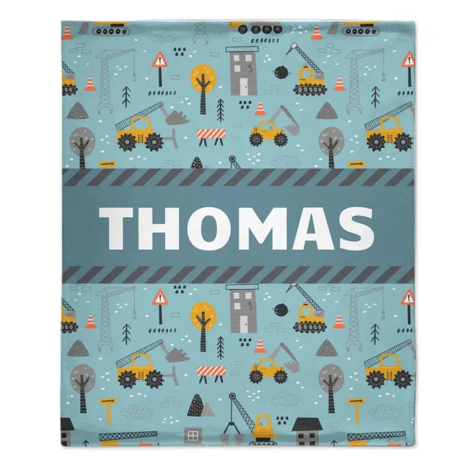 Customized Baby Name Blankets, Dump Trucks Construction Truck Baby Blankets