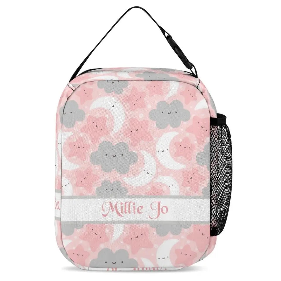 Personalized Pink Blue Moon Stars Clouds Student Backpack