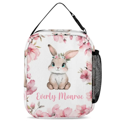 Personalized Girl Name Backpack, Pink Cherry Blossom Rabbit