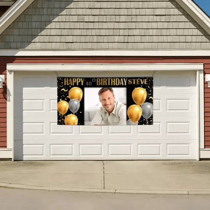 Birthday Banner with Photo - Gold and Silver Birthday Sign