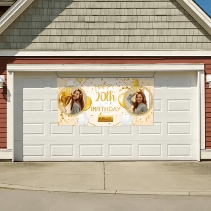 Custom Happy Birthday Banner Personalized Banners and Signs with Photo Name for Women Men Kids Party Decorations