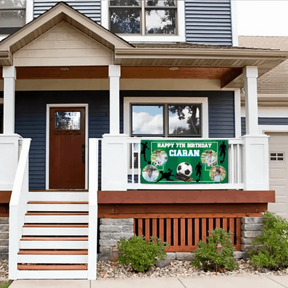 Personalized Birthday Photo Banner, Outdoor Football Lover Decoration