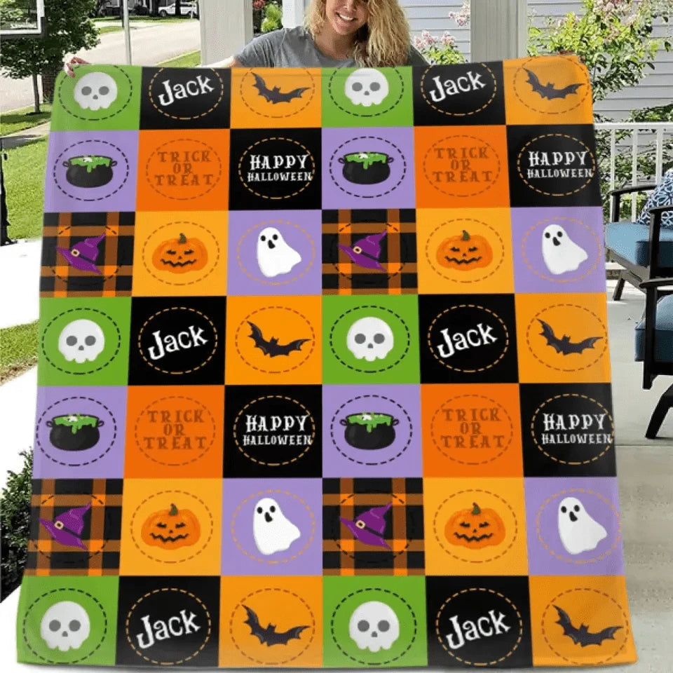 Halloween Night - Trick Or Treat Personalised Name Blanket - Gifts for Children,Friend