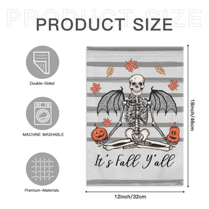 Pumpkin Skull - Scary Halloween Personalised Double Sided Flag - Gift For The Party
