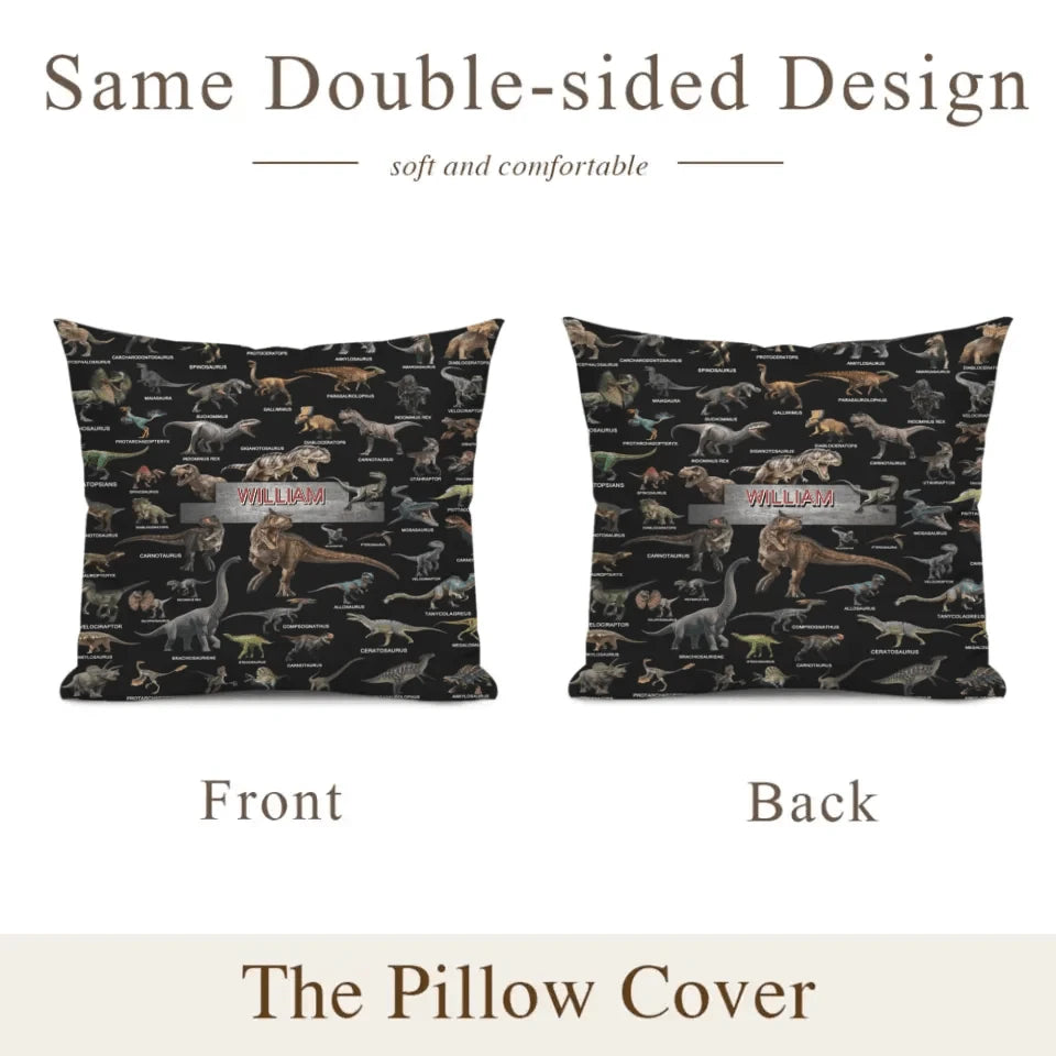 Jurassic Dinosaur Rally - Dinosaur Themed Personalised Name Blanket And Pillowcase- Gifts for Child,Friend,Dinosaur Fanatics