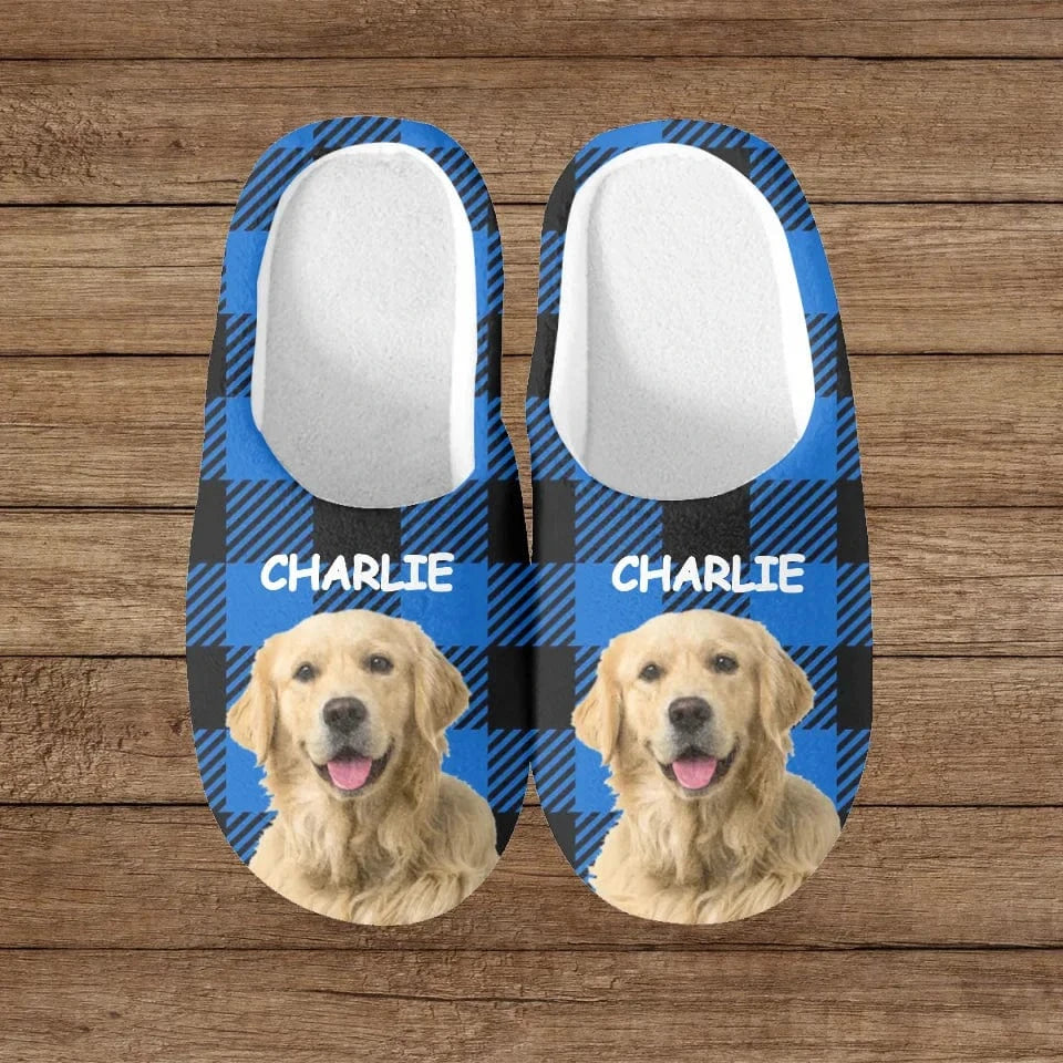 Custom Photo Happiness Is A Warm Puppy - Dog & Cat Personalized Custom Fluffy Slippers - Gift For Pet Owners, Pet Lovers